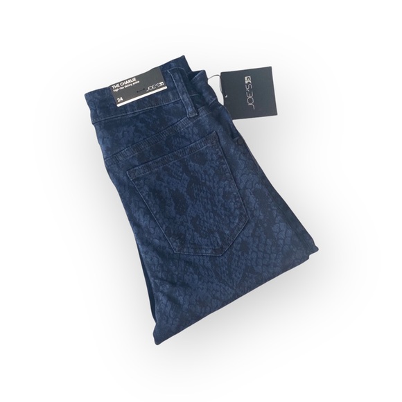 new Joe's Jeans ㋛ Charlie Skinny High Waist Jean ㋛ Coated Navy Python Print ㋛ - Picture 9 of 16